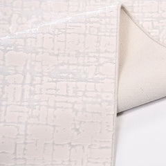 White Striped Area Rug – Machine Made Polyester Rug with Durable Loop Pile