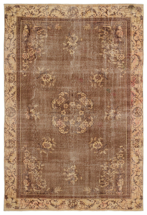 Atina Brown Classic Wool Handmade Area Rug 6'4" x 9'8"