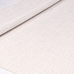 White Striped Area Rug – Machine Made Polyester Rug with Durable Loop Pile