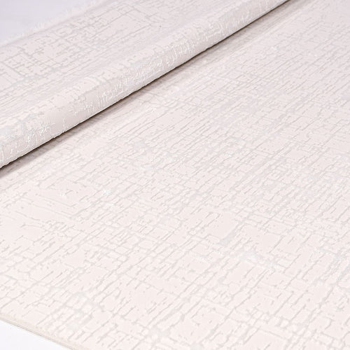 White Striped Area Rug – Machine Made Polyester Rug with Durable Loop Pile