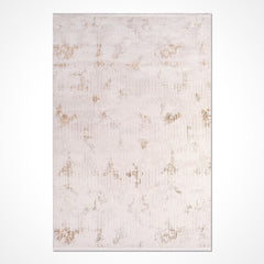Cream Geometric Area Rug - Machine Made Polyester Rug With Durable Loop Pile