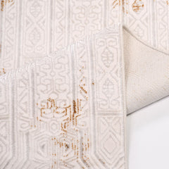 Cream Geometric Area Rug - Machine Made Polyester Rug With Durable Loop Pile