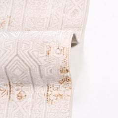 Cream Geometric Area Rug - Machine Made Polyester Rug With Durable Loop Pile