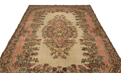 Atina Beige Vintage Wool Handmade Area Rug 6'2" x 9'8"