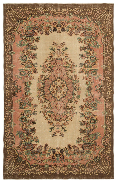 Atina Beige Vintage Wool Handmade Area Rug 6'2" x 9'8"