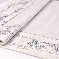 White Area Rug - Machine Made Rug With Frame Design | 6mm Pile Height, Durable Polyester