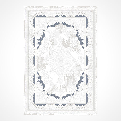 Classic Area Rug - Machine Made White Polyester Rug with 6mm Pile for Living Room