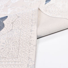 Classic Area Rug - Machine Made White Polyester Rug with 6mm Pile for Living Room