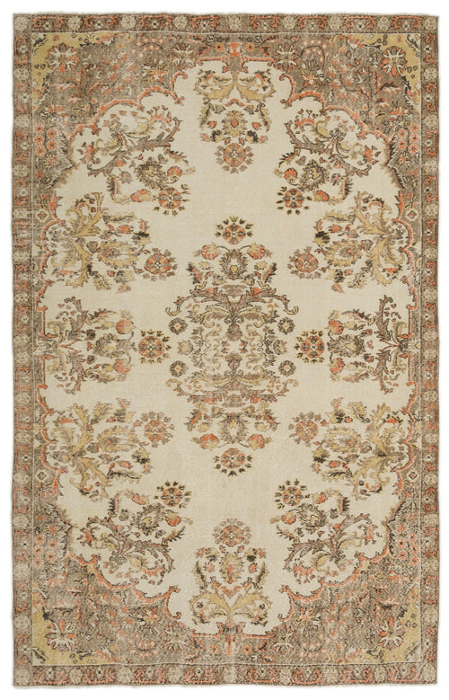 Atina Brown Vintage Wool Handmade Area Rug 6'4" x 9'10"