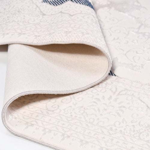 Classic Area Rug - Machine Made White Polyester Rug with 6mm Pile for Living Room