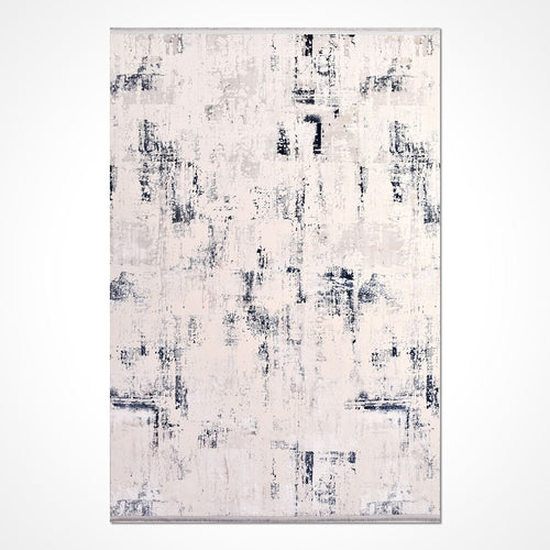 Modern Area Rug – Machine Made Polyester Carpet with 6mm Pile Height, White Durable Loop Pile