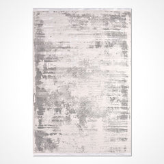 Modern Area Rug – Machine Made Grey Cream Rug With Low Pile & Durable Polyester