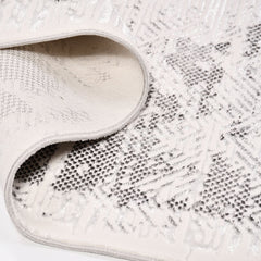 Modern Area Rug – Machine Made Grey Cream Rug With Low Pile & Durable Polyester