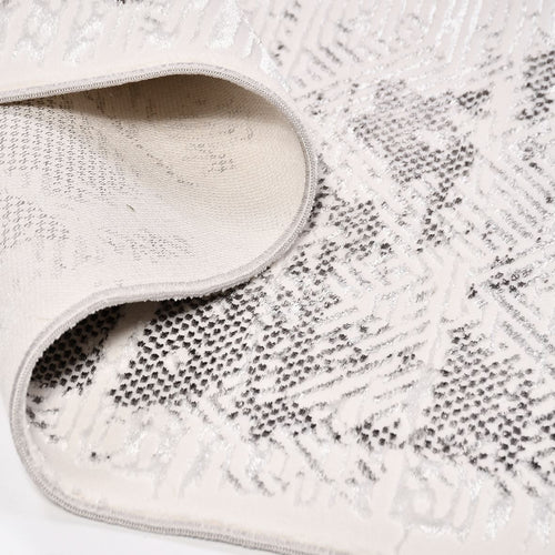 Modern Area Rug – Machine Made Grey Cream Rug With Low Pile & Durable Polyester