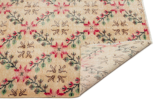 Atina Beige Vintage Wool Handmade Area Rug 4'10" x 7'5"