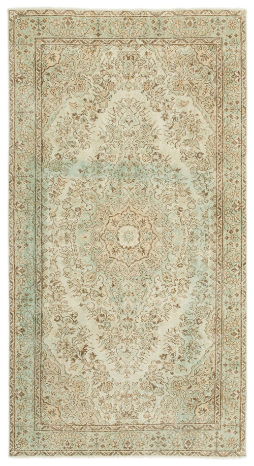Atina Beige Vintage Wool Handmade Area Rug 5'0" x 9'3"