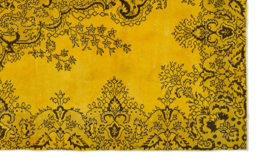 Atina Yellow Vintage Wool Handmade Area Rug 6'1" x 9'11"