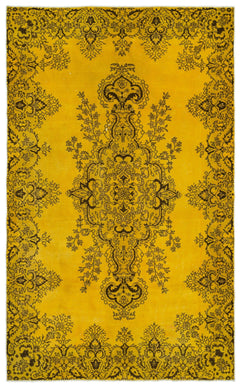 Atina Yellow Vintage Wool Handmade Area Rug 6'1" x 9'11"