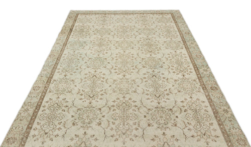 Atina Beige Vintage Wool Handmade Area Rug 5'9" x 9'11"