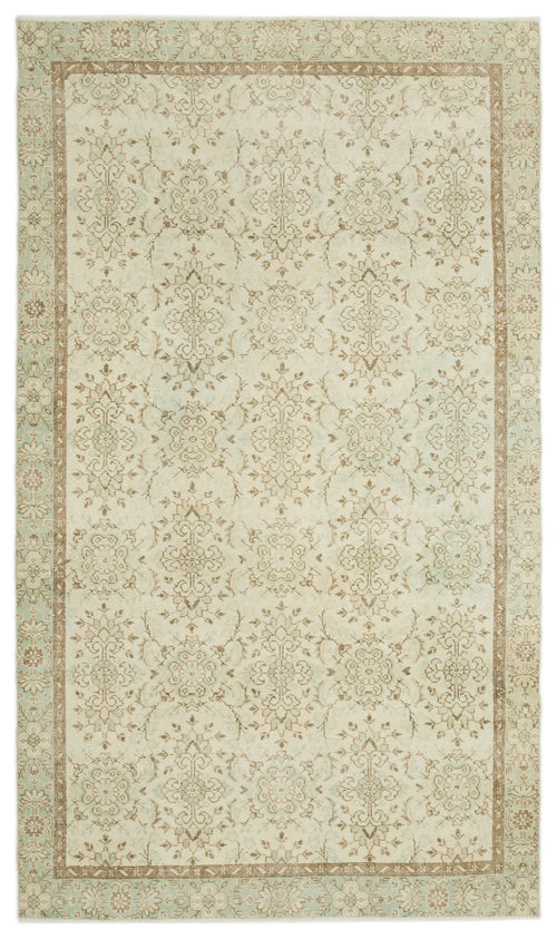 Atina Beige Vintage Wool Handmade Area Rug 5'9" x 9'11"