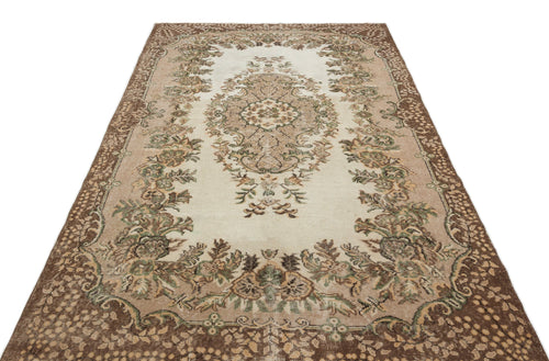 Atina Beige Vintage Wool Handmade Area Rug 6'0" x 9'6"