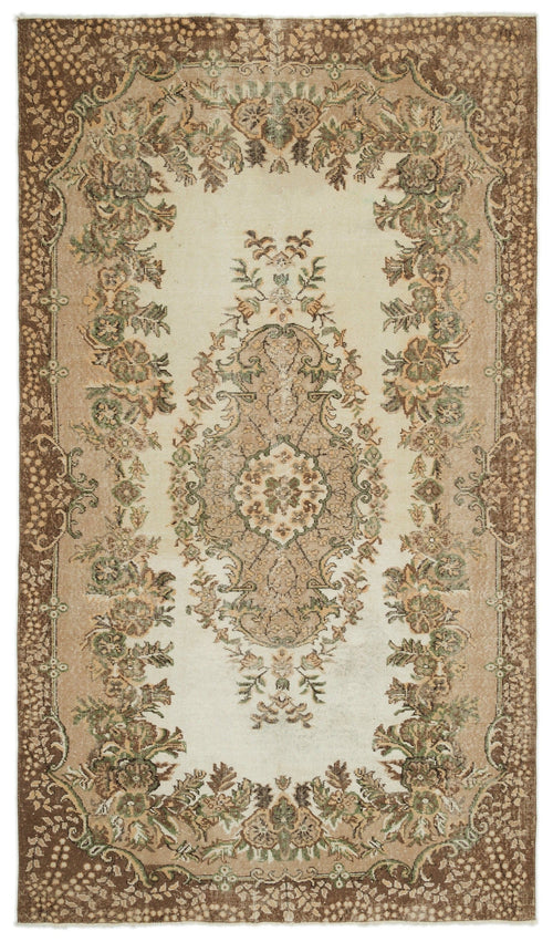 Atina Beige Vintage Wool Handmade Area Rug 6'0" x 9'6"