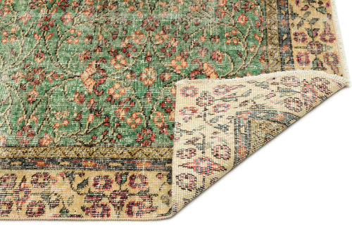 Atina Green Vintage Wool Handmade Area Rug 4'11" x 8'7"