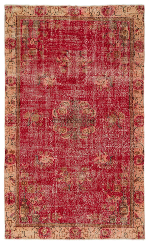 Atina Red Vintage Wool Handmade Area Rug 5'4" x 8'7"