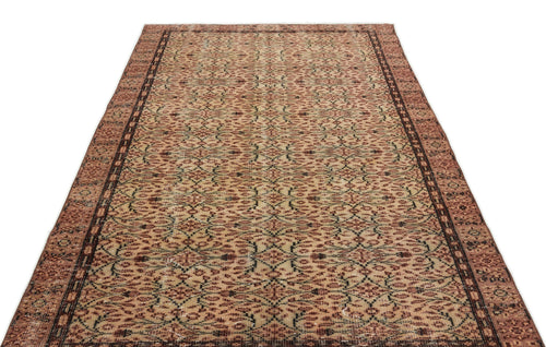 Atina Brown Vintage Wool Handmade Area Rug 4'9" x 9'4"