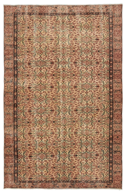 Atina Brown Vintage Wool Handmade Area Rug 4'9" x 9'4"