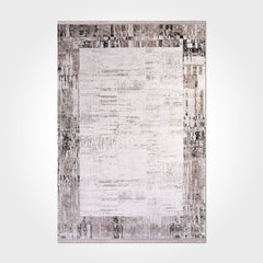 Machine Made Area Rug – Cream Acrylic Fiber Rug with Laser Cut Edge