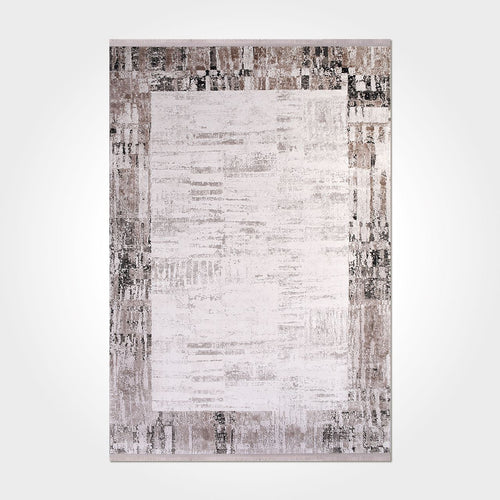 Machine Made Area Rug – Cream Acrylic Fiber Rug with Laser Cut Edge