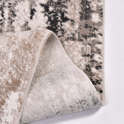 Machine Made Area Rug – Cream Acrylic Fiber Rug with Laser Cut Edge