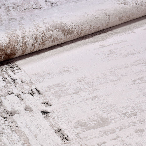 Machine Made Area Rug – Cream Acrylic Fiber Rug with Laser Cut Edge