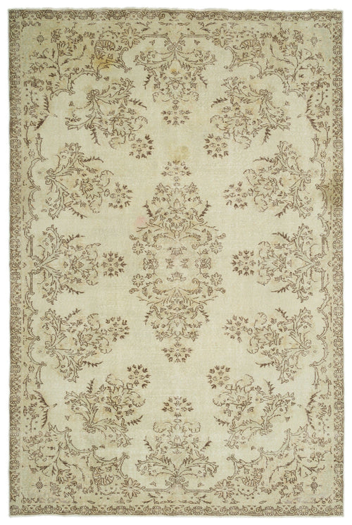 Atina Beige Vintage Wool Handmade Area Rug 7'1" x 10'9"