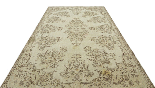 Atina Beige Vintage Wool Handmade Area Rug 7'1" x 10'9"