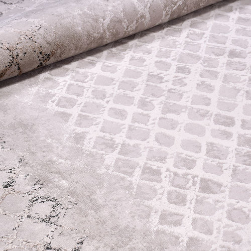 Beige Geometric Area Rug - Machine Made Rug with Soft Pile & Laser Cut Edges