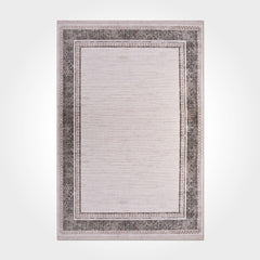 Machine Made Area Rug – Cream Frame Design Rug With Laser Cut Edges