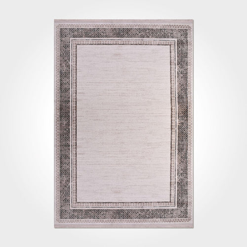 Machine Made Area Rug – Cream Frame Design Rug With Laser Cut Edges