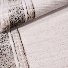 Machine Made Area Rug – Cream Frame Design Rug With Laser Cut Edges