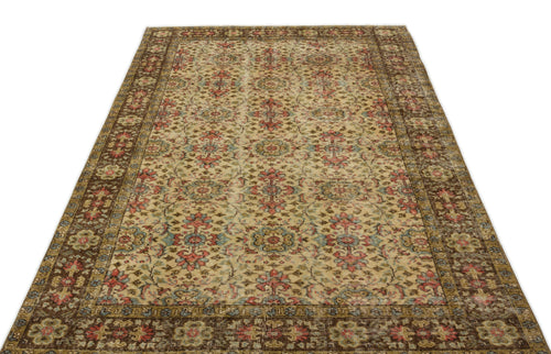 Atina Brown Vintage Wool Handmade Area Rug 5'0" x 8'8"