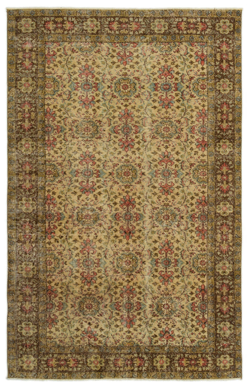 Atina Brown Vintage Wool Handmade Area Rug 5'0" x 8'8"