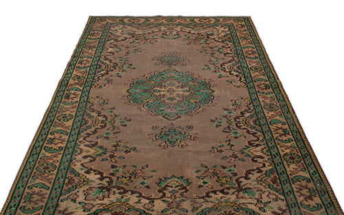 Atina Brown Vintage Wool Handmade Area Rug 4'10" x 9'0"