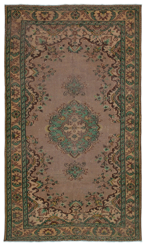 Atina Brown Vintage Wool Handmade Area Rug 4'10" x 9'0"