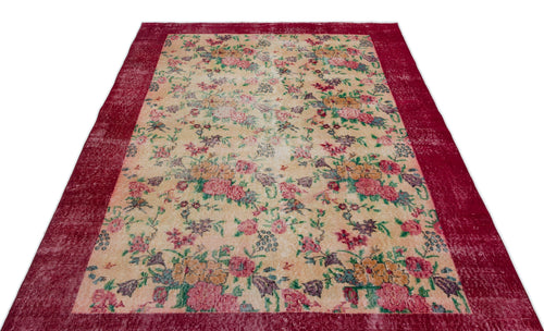 Atina Beige Vintage Wool Handmade Area Rug 5'0" x 9'1"