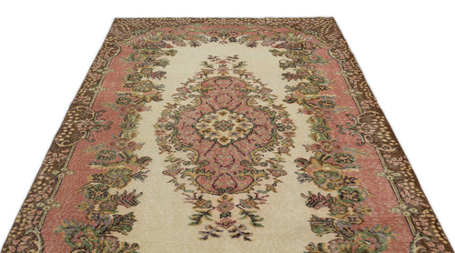 Atina Beige Vintage Wool Handmade Area Rug 5'10" x 10'1"