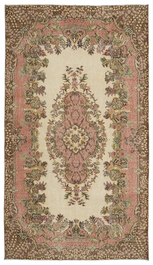Atina Beige Vintage Wool Handmade Area Rug 5'10" x 10'1"