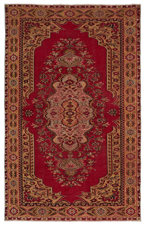 Atina Red Vintage Wool Handmade Area Rug 5'1" x 9'1"