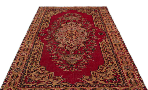 Atina Red Vintage Wool Handmade Area Rug 5'1" x 9'1"