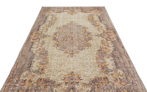 Atina Beige Vintage Wool Handmade Area Rug 5'8" x 8'11"